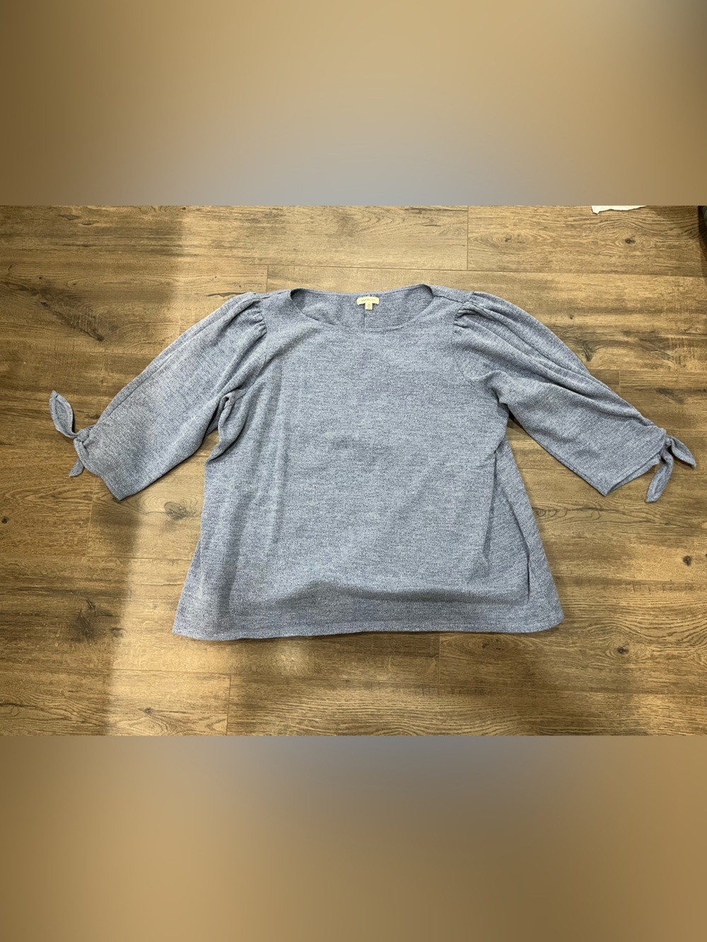 Max Studio Light Blue Tie-Sleeve Knit Pullover